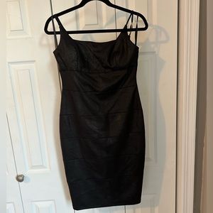 bebe Faux Leather Strap Sheath Dress